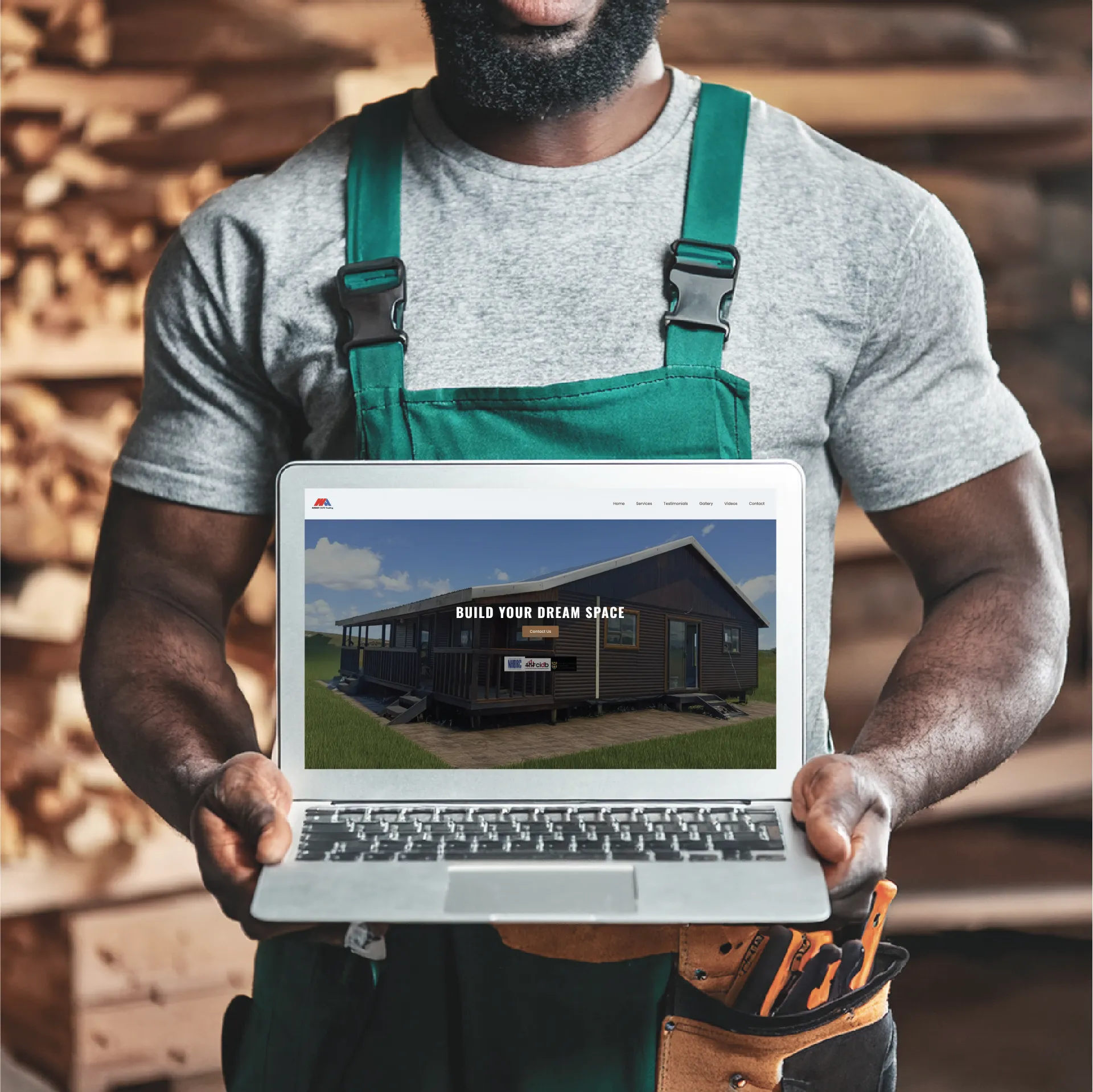 Construction Services Website Mockup for Wendy Huts